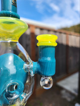 CALI BEAR - Heady Fab Egg Rig w/ Seed of Life Perc & Opal - Blue Bird / Lemon Candy