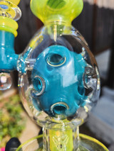 CALI BEAR - Heady Fab Egg Rig w/ Seed of Life Perc & Opal - Blue Bird / Lemon Candy