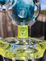 CALI BEAR - Heady Fab Egg Rig w/ Seed of Life Perc & Opal - Blue Bird / Lemon Candy