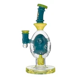 CALI BEAR - Heady Fab Egg Rig w/ Seed of Life Perc & Opal - Blue Bird / Lemon Candy
