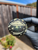 CALI BEAR - Sandblasted Glass Spoon Pipe w/ Embossed Design - Spaceships