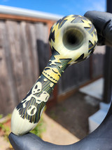 CALI BEAR - Sandblasted Glass Spoon Pipe w/ Embossed Design - Spaceships