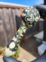 CALI BEAR - Sandblasted Glass Spoon Pipe w/ Embossed Design - Spaceships