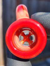 OJ FLAME - Full Color 4-Hole Martini Slide w/ Horn and 18mm Joint  - Tequila Sunrise #1