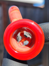OJ FLAME - Full Color 3-Hole Martini Slide w/ Horn and 14mm Joint  - Tequila Sunrise #2