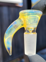 OJ FLAME - Full Color 3-Hole Martini Slide w/ Horn and 14mm Joint  - NS Yellow