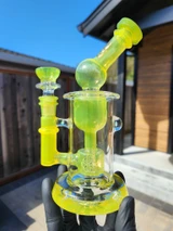 CALI BEAR - Heady Torus Incycler Rig w/ Seed of Life Perc & Opals - Lemon Lime Candy