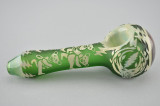 LIBERTY - Sandblasted Dry Pipe Spoon w/ Single Hole Push Bowl & Carb - Grateful Dead Theme
