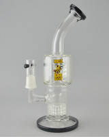 KILLA BEE - Double Gridded Barrel Perc Dab Rig w/ 18mm Dome & Quartz Nail