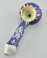 LIBERTY - Sandblasted Dry Pipe Spoon w/ Single Hole Push Bowl & Carb - Bigfoot Theme