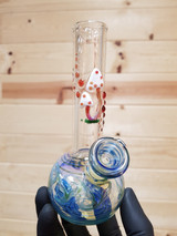 SAND TO HAND - Mini Bong Water Pipe w/ Wrap and Rake Artwork - Mushrooms/Blue