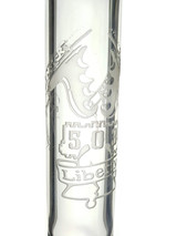 DILLINGER x LIBERTY - Sandblasted & Twisted Donut Beaker Bong w/ 14mm Slide, Swing, & Dish - Rainbow / Jailhouse