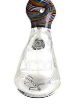 DILLINGER x LIBERTY - Sandblasted & Twisted Donut Beaker Bong w/ 14mm Slide, Swing, & Dish - Rainbow / Jailhouse