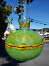 ED WOLFE - 12" Fully Worked Wrap n' Rake Bubble Bottom Bong w/ Clear Window - Rasta
