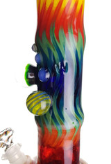 ED WOLFE - 17" Fully Worked Wrap n' Rake Double Bubble Bottom Bong - Rainbow