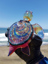 TURTLE TIME - Dichro "Honu" Sea Turtle Dab Rig - Purple Rainbow x Rainbow Dichro
