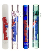 GRAV LABS - Glass Chillum Taster Pipes w/ Rock 'em Sock 'em Label (Pick a Color)