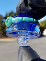 TURTLE TIME - Glass Dichro Turtle Shell Spinner Carb Cap - Blue Dream