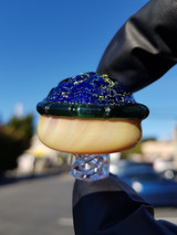 TURTLE TIME - Glass Dichro Turtle Shell Spinner Carb Cap - Butterscotch / Gold Dichro