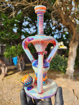 LOGI GLASS - Double Uptake Recycler w/ 10mm Female Joint - Amber Purple