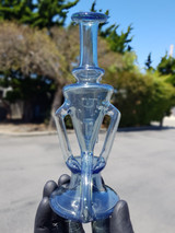 SILVA WORKS GLASS - Double Uptake Recycler Rig w/ 10mm Female Joint - Blue Satin Lime