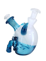 TUSKUM - Glass Skull Dab Rig - White / Blue Stardust