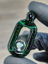 JNG STUDIO - Glass Double Link Pendant w/ Floating Opal Marble - Cropal / Experimental Green