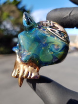 LEE BRODIE - Glass Skull Pendant w/ Gold Grill & Crushed Opal - #5