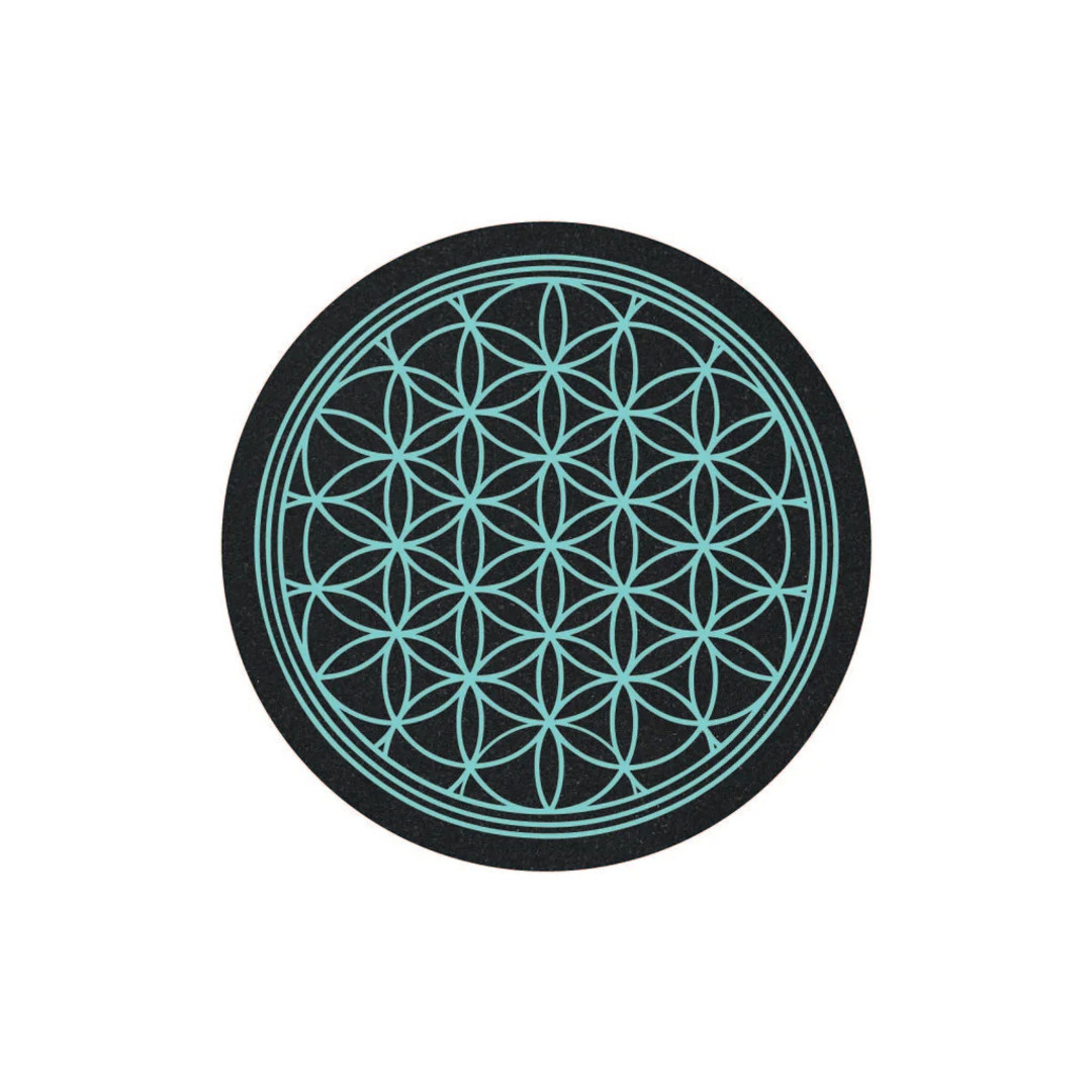 MOODMATS 5" Round Bong Pad & Dab Rig Coaster Aqua Flower The Dab Lab