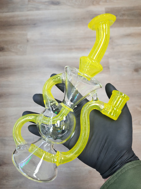 FOGZ GLASS - Klein Recycler Rig w/ 14mm Female Joint - Lemon Drop