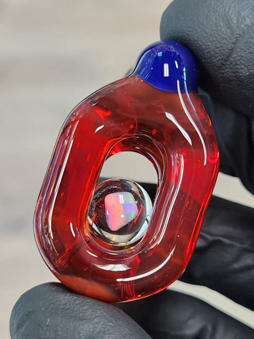 JNG STUDIO - Glass Double Link Pendant w/ Floating Opal Marble - Opal Orange / Empire