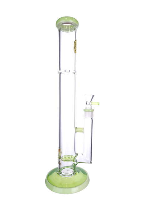 KING GLASS - Dual Gridline Tube w/ 18mm Female Joint & Slide - Kiwi/Slyme KING GLASS - Dual Gridline Tube w/ 18mm Female Joint & Slide - Kiwi/Slyme