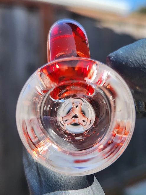 OJ FLAME - 3-Hole Martini Slide w/ Horn and 14mm Joint  - Pomegranate
