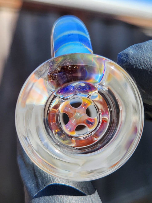 OJ FLAME - 4-Hole Martini Slide w/ Horn and 18mm Joint  - Amber Purple