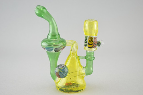 DILLINGER - Lemon Drop/Green Stardust & "Thumbprints" Recycler Vapor Rig w/ 10mm Dome & Pelican 1200 Case