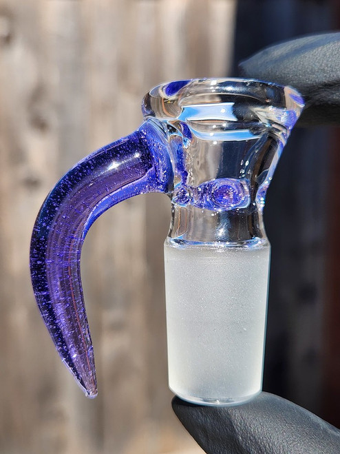 OJ FLAME - 4-Hole Martini Slide w/ Horn and 18mm Joint  - Purple Lollipop