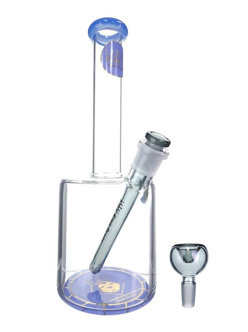 KING GLASS - 110mm Can Water Pipe w/ Downstem and 14mm Slide - Sky Blue KING GLASS - 110mm Can Water Pipe w/ Downstem and 14mm Slide - Sky Blue