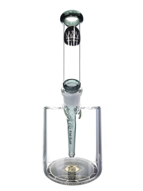 KING GLASS - 110mm Can Water Pipe w/ Downstem and 14mm Slide - Smoke