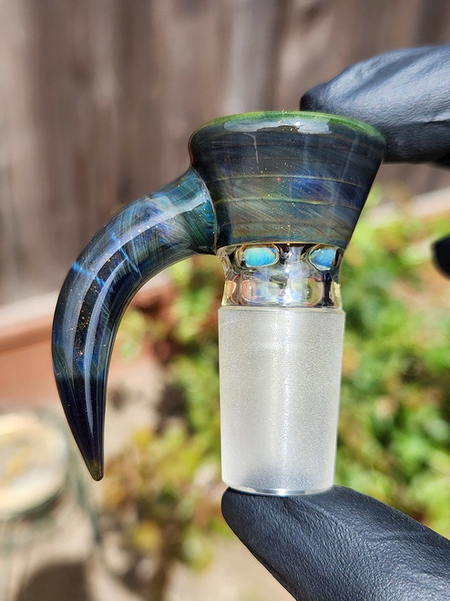 OJ FLAME - Full Color 4-Hole Martini Slide w/ Horn and 18mm Joint  - Andromeda #1