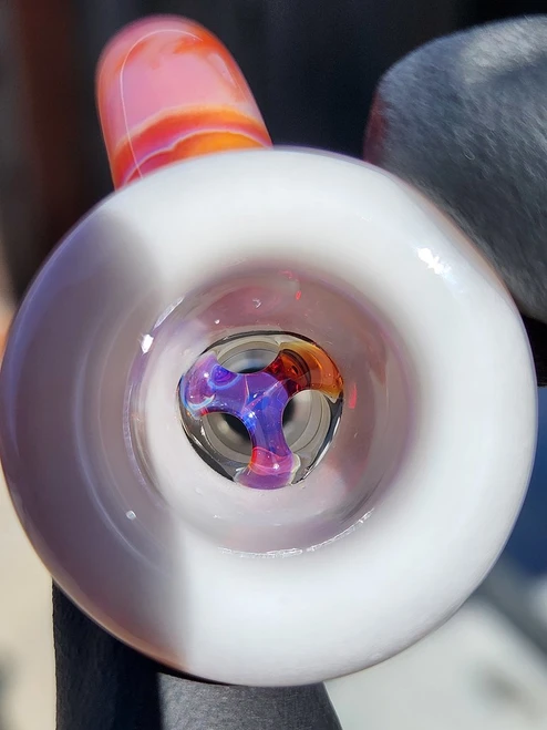 OJ FLAME - Full Color 3-Hole Martini Slide w/ Horn and 14mm Joint  - Serendipity #2