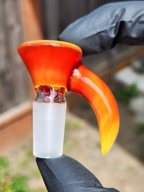 OJ FLAME - Full Color 3-Hole Martini Slide w/ Horn and 14mm Joint  - Sunrise #1