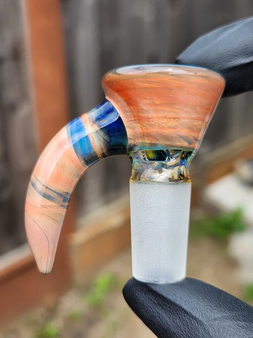 OJ FLAME - Full Color 3-Hole Martini Slide w/ Horn and 14mm Joint  - Dragon's Eye #1