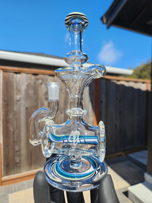 OJ FLAME - Inline Barrel Recycler Rig w/ 10mm Female Joint & Wig-Wags  - #2