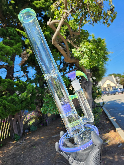 DESIGNER SCI - Gridline to Grid Cap Tube w/ 18mm Female Joint & Slide - Lavender / Slyme