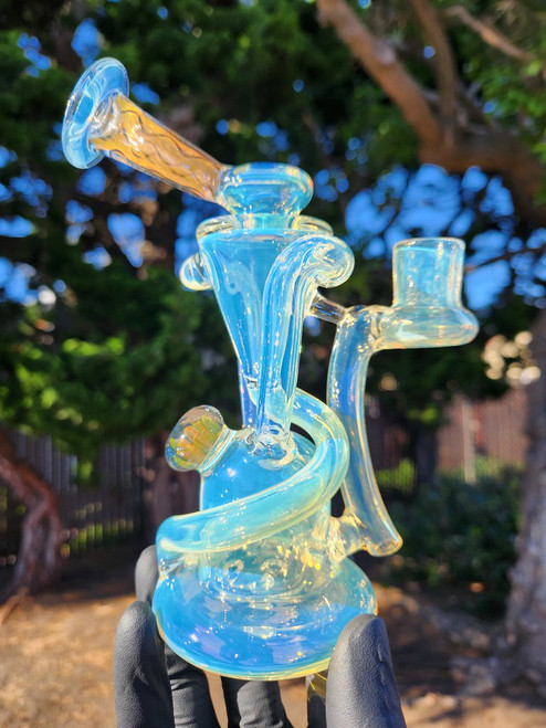 PHOENIX STAR - Gold/Silver Fume Double Uptake Floater Recycler w/ Quartz Banger - #1