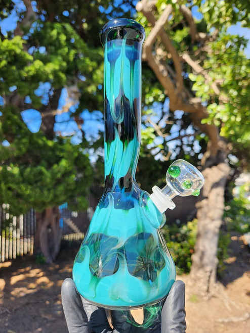 MARY JANE'S GLASS  - 32mm Full Color Wrap n' Rake Double Beaker Bong - #1