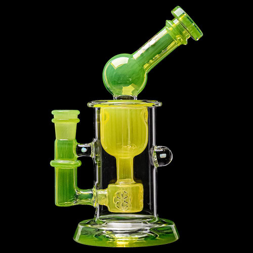 CALI BEAR - Heady Torus Incycler Rig w/ Seed of Life Perc & Opals - Lime Candy / Lime Candy