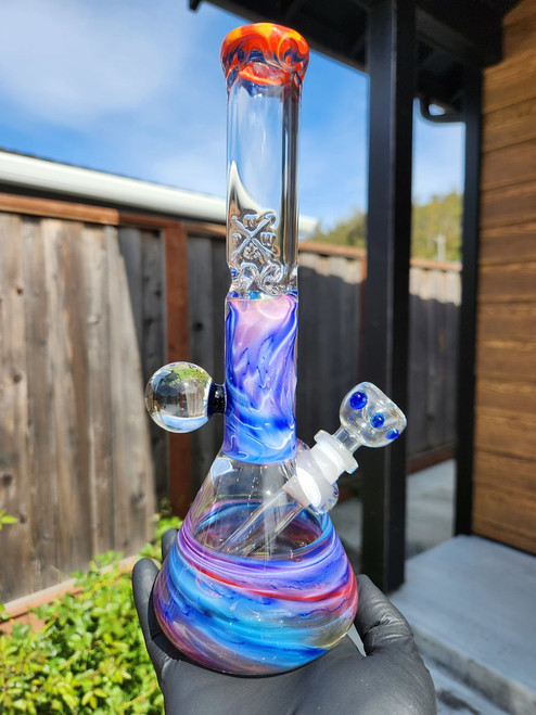MARY JANE x NOBODY x KIMMO  - 32mm Water Color Beaker Bong w/ Flower Marble - #3