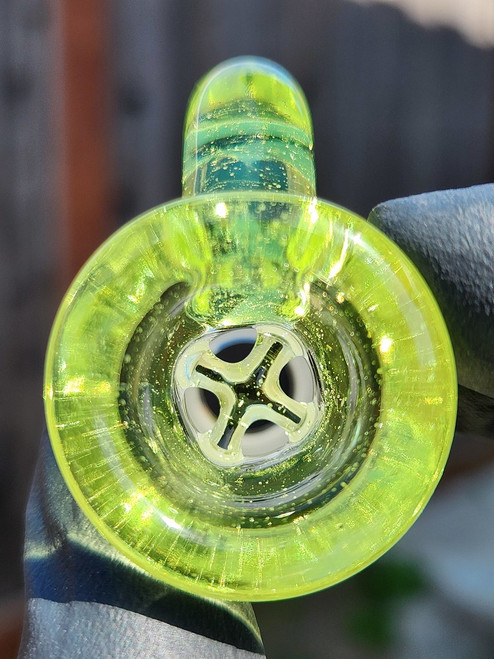 OJ FLAME - Full Color 4-Hole Martini Slide w/ Horn and 18mm Joint  - Slyrm