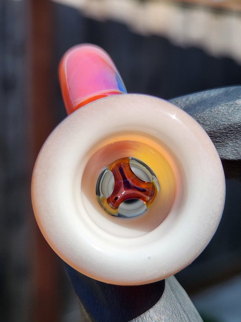 OJ FLAME - Full Color 3-Hole Martini Slide w/ Horn and 14mm Joint  - Serendipity #3